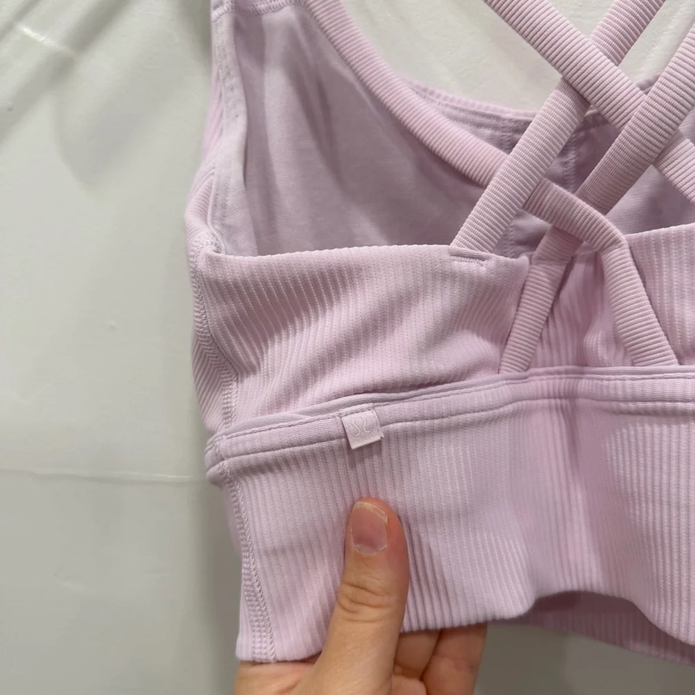 Lululemon Ribbed Energy Bra Long Line Medium Support B-D Cup Lavender Size 4